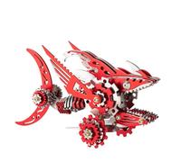 3D Metal Puzzle For Adults, Mechanical Shark Puzzles Model Kits, DIY Assembly Metal Crafts, Desk Decor, For Adults Teens Creative Gift 211pcs.(Red)