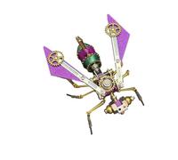 3D Metal Puzzle Insect Model Kit, 122PCS 3D Cyberpunk DIY Mechanical Glow Gear Bee Building Kit with Light Effect, Unique Desk Creative Art Decorations Gift for Adults