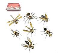 3D Metal Puzzle Insect Model Kit, 910PCS DIY Steampunk Mechanical 7-in-1 Insect Model Set with Movable Joints, Creative Desk Art Decorations for Office & Home