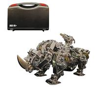 3D Metal Puzzle Kit for Adult, 700+PCS Mechanical Siege Rhino Metal DIY Assembly Model, 3D Puzzle Ornaments Steampunk Animal Gifts and Decorations