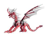 3D Metal Puzzle Mechanical Dragon Model Kit, 313PCS Stainless Steel DIY Assembly Flying Creature, Articulated Desktop Display Decor Collectible For Hobbyists -(Red)