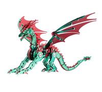 3D Metal Puzzle Mechanical Dragon Model Kit, 313PCS Stainless Steel DIY Assembly Flying Creature, Articulated Desktop Display Decor Collectible For Hobbyists -(Red Green)