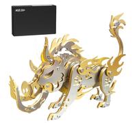 3D Metal Puzzle Mythical Beast Model Kit, 100PCS 3D Assembly Mechanical Ancient Chinese Boar Dang-Kang Building Kit, Unique Desk Creative Art Decorations Gift for Adults