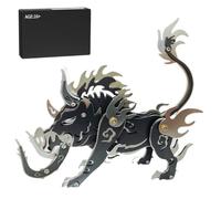 3D Metal Puzzle Mythical Beast Model Kit, 100PCS 3D Assembly Mechanical Ancient Chinese Boar Dang-Kang Building Kit, Unique Desk Creative Art Decorations Gift for Adults