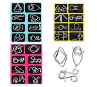 3D Metal Puzzle Set of 24 Pieces Metal Ring Puzzle Logic and Reflection Games for Adults and Children