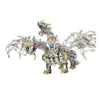3D Metal Puzzle Three-Headed Dragon Model Kit to Build Difficult - 2900PCS DIY Assembly Steampunk Mechanical Mythical Creature Creative Decorations Desk Gift for Adults