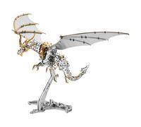 3D Metal Puzzle Thunder Pterosaur Model, DIY Metal Mechanical Bionic Assembly Dragon Model Kit, for Teens, Adults,Gold
