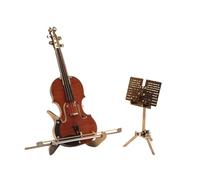 3D Metal Puzzle Violin Model Kit, 130PCS Stainless Steel DIY Assembly Steampunk Mechanical Violin Model with Music Stand, Desk Decor Gift for Music Lovers (Standard Version)