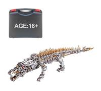 3D Metal Puzzles Animal Model kit, 1500PCS DIY Assemble Steampunk Mechanical Reptile Sleeping Crocodile Model Kit, Creative Desk Decorations for Office & Home