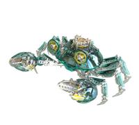 3D Metal Puzzles for Adults, 666+PCS DIY Assembly Mechanical Emerald Biomechanical Crab Model with Movable Joints, Creative Decorations for Office & Home