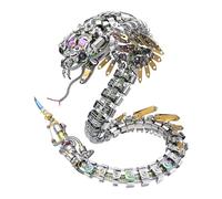 3D Metal Puzzles Viper Snake Model kit, 1000PCS DIY Assemble Steampunk Mechanical Cobra Model Kit with LED Eyes, Creative Desk Decorations for Office & Home