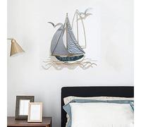 3D Metal Sailboat Wall Decor, Nautical Theme Style Ship Wall Art Decor, Metal Handcrafted Boat Wall Sculpture, for Living Room Bedroom Dining Room, House Warming Gifts,B
