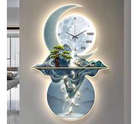3D Metal Sculpture Wall Art with LED Light, Traditional Oriental Design, Home Decor Clock