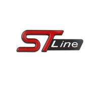3D Metal ST LINE Logo Rear Trunk Emblem Badge Sticker(Black Red)
