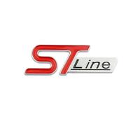 3D Metal ST LINE Logo Rear Trunk Emblem Badge Sticker(Silver Red)