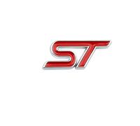 3D Metal ST Logo Car Steering Wheel Emblem Edge ST Sticker Accessories(Red Silver Steering)