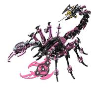 3D Metal Steampunk Mechanical Scorpion Model Kit for Adult, Adjusted for Different Poses, DIY Assembly Puzzle for Collectors, Creative Home & Office Decor (200+PCS/Pink and Black)