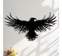 3D Metal Viking Raven Wall Art - Unique Black Crow Decor with Norse Mythology Gothic Waterproof Sculpture for Indoor Outdoor Living Room, Bedroom, Garden Home Decor
