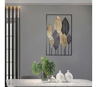 3D Metal Wall Art Decoration, Creative Handmade Ginkgo Leaf Hanging Sculptures for Living Room Kitchen Bedroom Office Dining(Black)