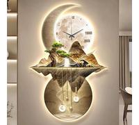 3D Metal Wall Sculptures, LED Light Wall Clock Art Decor, Traditional Chinese Koi Fish Design for Home and Office Decoration