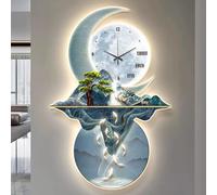 3D Metal Wall Sculptures, LED Light Wall Clock Art Decor, Traditional Chinese Koi Fish Design for Home and Office Decoration