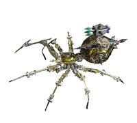 3D Metal War Spider King Puzzle Kit, 602PCS Steampunk Mechanical Spider DIY Assembly Model with LED Tail Light, All-Metal Home Decor Art Craft Gifts Toys for Adult(Red)