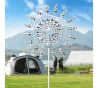 3D Metal Windmill, Unique Magic Metal Windmill, Garden Wind Chimes, Spinner Sculptures, Wind Catcher for Outdoor Patio Decoration, Patio, Lawn, Garden (Silver)
