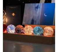 3D Milky Way Galaxy Crystal Ball Lamp with LED Base, 3D Crystal Ball Glass Art for home decoration or birthday gift Valentine's Day Gifts(B)