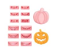 3D Mini Pumpkin Cookie Cutters Set - 13PCS Halloween Raised Design Cookie Stamps for DIY Baking, Day of The Dead Decor, Gingerbread Pie Molds with Detachable Handles (13PCS)