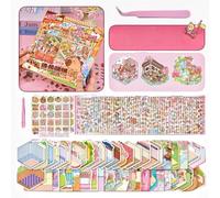 3D Mini Scene Sticker,50 Sets DIY House Scene Stickers with Tweezers Make Your Own Warm Home Gift Box Collection for Adults Girls Relief Stress,Party Favors Birthday Gift