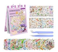 3D Miniature Cottage Scene Sticker Book for Kids- DIY Scrapbooking and Journaling Stickers for Adults, Handmade Craft Decor with 50 Unique 3D Stickers with 2 Tweezers (50 Sheets)