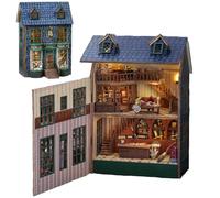 3D Miniature House Kit,Tiny House Kits to Build, DIY Wooden Crafts for Adults,Mini Model Kits with LED and Furniture, Christmas & Birthday for Women (Magic Shop)