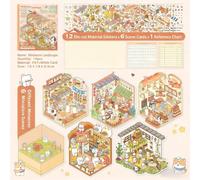 3D Miniature Scene Sticker Book, Creative DIY Collage Album for Kids with Cute Pet Foodie Themes - Stereo House Decor Craft Stickers