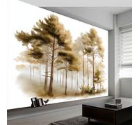3D Minimalism Nature Forest Trees Non-Woven Wallpaper Mural 250 x 175 cm, White Large Wall Coverings, Paste the Wall for Girls Boy Bedroom Nursery Teenagers Playroom Home Decor