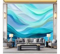 3D Minimalist Wavy Lines Abstract Textures Non-Woven Wallpaper Mural 200 x 140 cm, Blue Large Wall Coverings, Paste the Wall for Girls Boy Bedroom Nursery Teenagers Playroom Home Decor