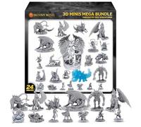 3D Minis Mega Bundle, Unpainted D&D Miniatures, D&D Miniatures, and Miniature Figures for Tabletop Games, Bulk Set of Fantasy Miniatures and DND Accessories for Players
