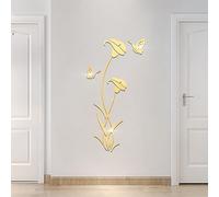 3D Mirror Flower Wall Sticker for Living Room Bedroom Sofa Backdrop TV Wall Background,DIY Wall Decal Murals Wall Decorations Wall Decor (59 x 31 in,Gold)