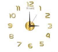 3D Mirror Large Wall Clock Modern DIY Decals Office Home Shop Decor Gorgeous Modern Style Acrylic And EVA Foam Decorative Watch(Gold)