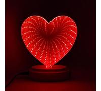 3D Mirror Night Light, Tunnel Light 3D Mirror Light,Infinity Mirror Tunnel Light, LED Mirror Tunnel Night Light for Bedroom/Party/Home Decor (Red Heart)