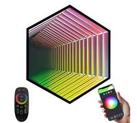 3D Mirror Tunnel Light, Round Multicolor Tunnel Lamp Infinity Light Wall Hanging Lights for Home Bedroom Living Room Party Bar Gaming Decor B-70cm/27.6"