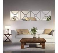 3D Mirror Wall Stickers, 4 Pcs Acrylic Square Geometric Pattern DIY Art Decals, Self Adhesive Mirror Plastic Wall Sheet Tiles Home Decoration for Living Room Bedroom Stair Wall Decor (Triangle- 4pcs)
