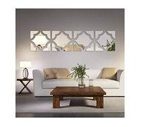 3D Mirror Wall Stickers, 4 Pcs Acrylic Square Geometric Pattern DIY Art Decals, Self Adhesive Mirror Plastic Wall Sheet Tiles Home Decoration for Living Room Bedroom Stair Wall Decor (Square- 4pcs)