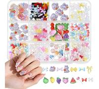 3D Mix Assorted Color Acrylic Resin Charms for Nails Mixed Colors Cute Hollow Candy Shapes Assorted Kawaii Designs for DIY Nails Crafts & Jewelry Making Supplies