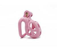 3D Modeling Chastity Cage Device with Lock & 5 Curved Rings - Male chastitycage Men urethral in Pink (55mm)