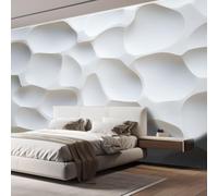 3D Modern Abstract Wall Mural, Irregular Textured Print Photo Wallpaper, Non-Woven White Wall Mural Decoration Poster Picture Design, for Living Room Bedroom TV Backdrop 400 x 280 cm