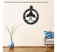 3D Modern Large Wall Art Gear Clock for Home Office Decoration, Ultra-Quiet Mechanical Calendar Wheel Clock for Living Room Bedroom, Metal ABS Black 21.65 X 26.38 X 4.72 Inch