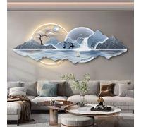 3D Modern Metal Wall Art Sculpture with LED Light, Handmade Oriental Decor Traditional Chinese Welcoming Pine Design for Home Decor