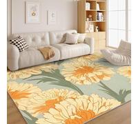 3D Modern Rug 60x90cm - Washable Leaf and flower design Fashion Area Rugs for Entrance Bathroom - Yellow Floral Home Decor Non Slip Small Door Mats Indoor - Soft Short Pile Carpet for Kitchen K180