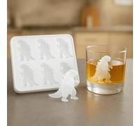 3D Monster Shape Shapes BPA Free Silicone Ice Cube Mold Tray with Lid Makes 6 Vivid Monster, Perfect for Whiskey, Cocktail and Any Drink (White)