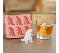 3D Monster Shape Shapes BPA Free Silicone Ice Cube Mold Tray with Lid Makes 6 Vivid Monster, Perfect for Whiskey, Cocktail and Any Drink (Pink)